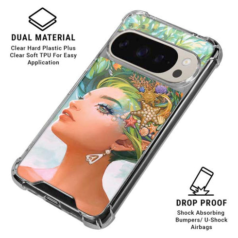 Mermaid with Sea Stars in Her Hair by Ivy Dolamore Pixel 9/9 Pro Clear Case